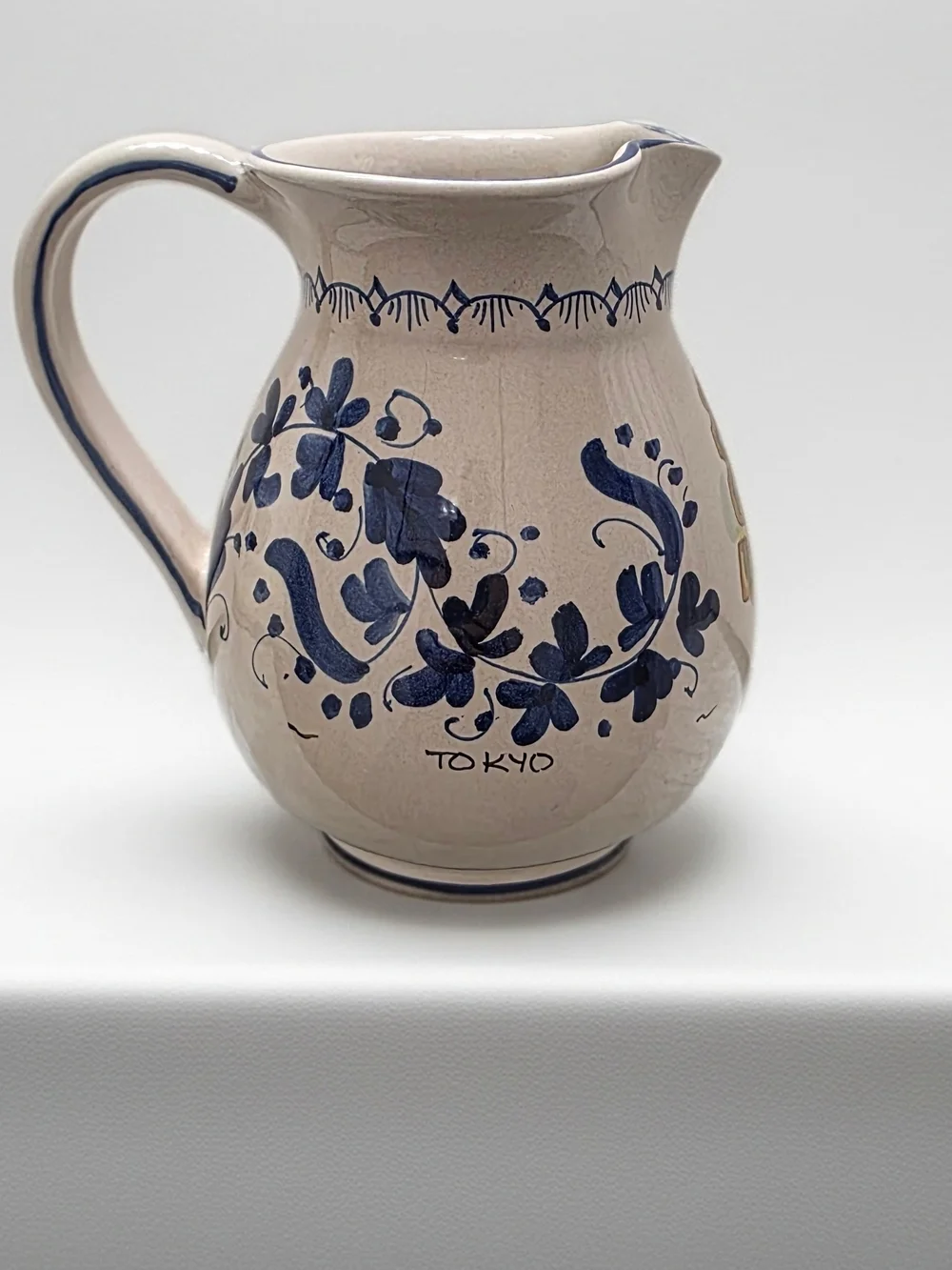 Vintage Deruta Italy Hand-Painted Blue Michela Ceramic Pitcher
